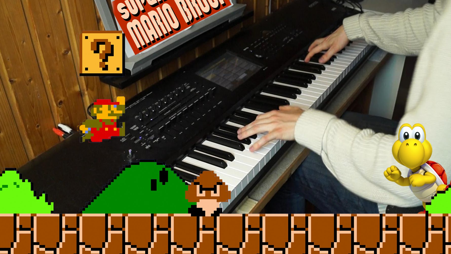 Mario bros theme. Super Mario 3 Piano. Super Mario 64 Mad Piano. Super Mario brothers Bowlser playing the Piano Video download.